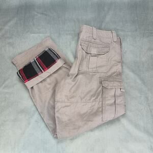 Guide Gear Workwear Flannel Lined Plaid Cotton Cargo Pants Grey Mens 40x32